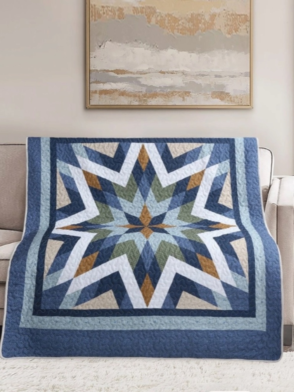 Starburst Farmhouse Printed Quilted Throw Blanket